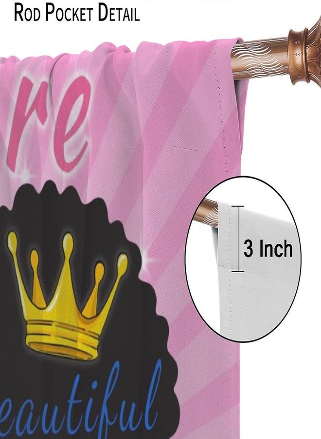 LOMADIA African American Kids Curtain, Afro Black Girls Princess Window Treatments Curtains for Nursery, Pink Cute Girl Style 2 Panels Drapes for Girl Bedroom Children's Room Decor 42x45in - Image 4